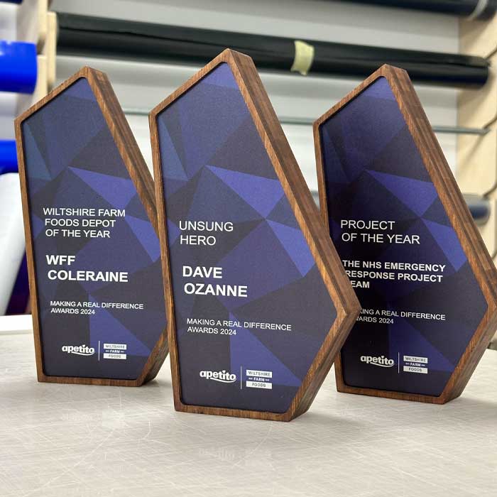 Custom trophies with satin coloured frost effect | More Awards