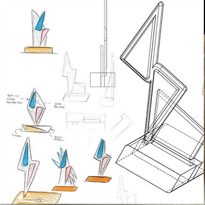 Award bespoke design concept with lightning bolt shape | More Awards