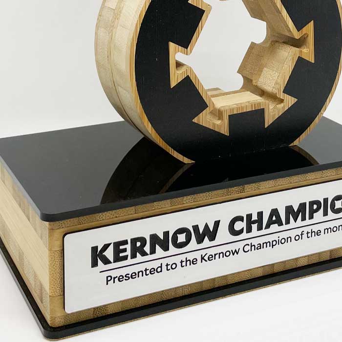 Cog award with black acrylic  in a cog design | Bespoke awards by More Awards