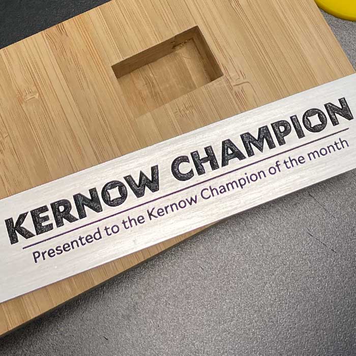Kernow Champion of the month plaque for bespoke awards | More Awards