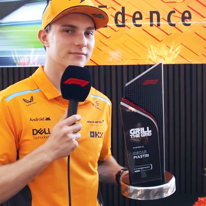 Formula 1 bespoke awards with grill the grid branding - carbon fibre award | More Awards