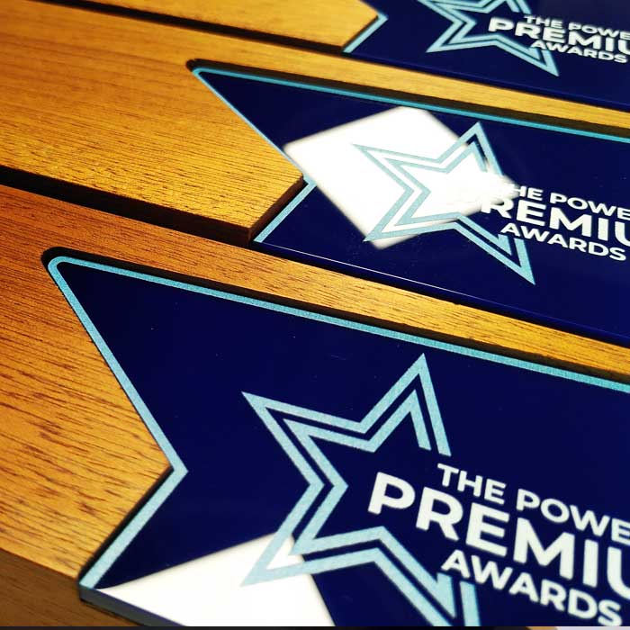 Custom BBC Green Sport Awards with recycled glass and bamboo