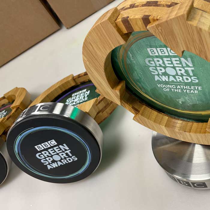 Award base detail showing BBC Green Sport Awards Logo | More Awards