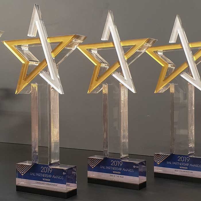 Custom BBC Green Sport Awards with recycled glass and bamboo