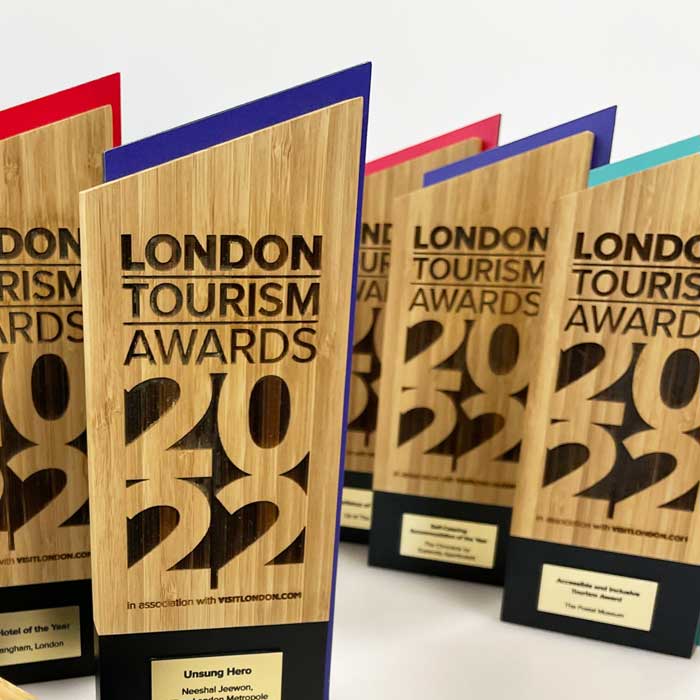 Custom BBC Green Sport Awards with recycled glass and bamboo