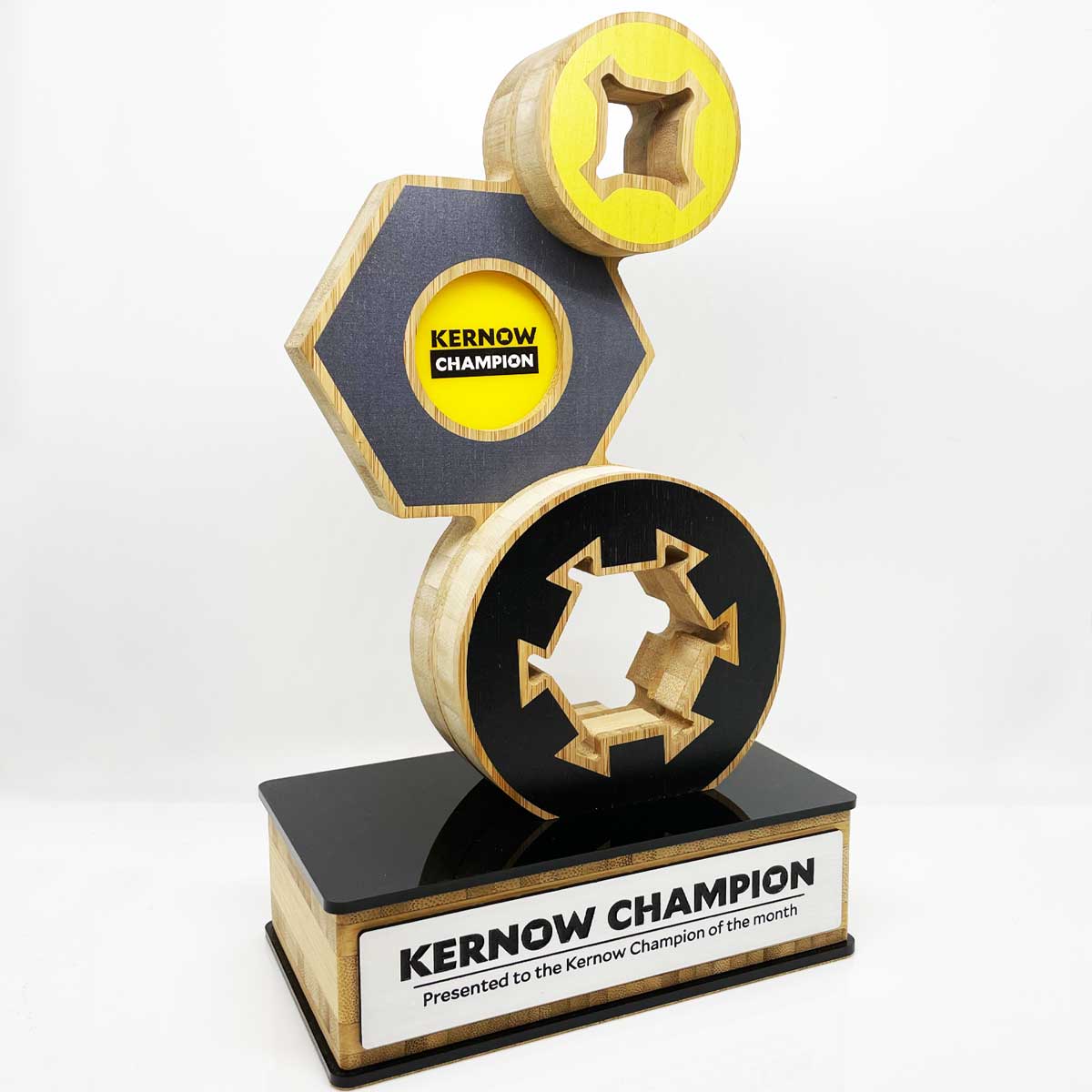 Kernow Sustainable Awards manufactured for Cornish company Kernow Fixings with cog design