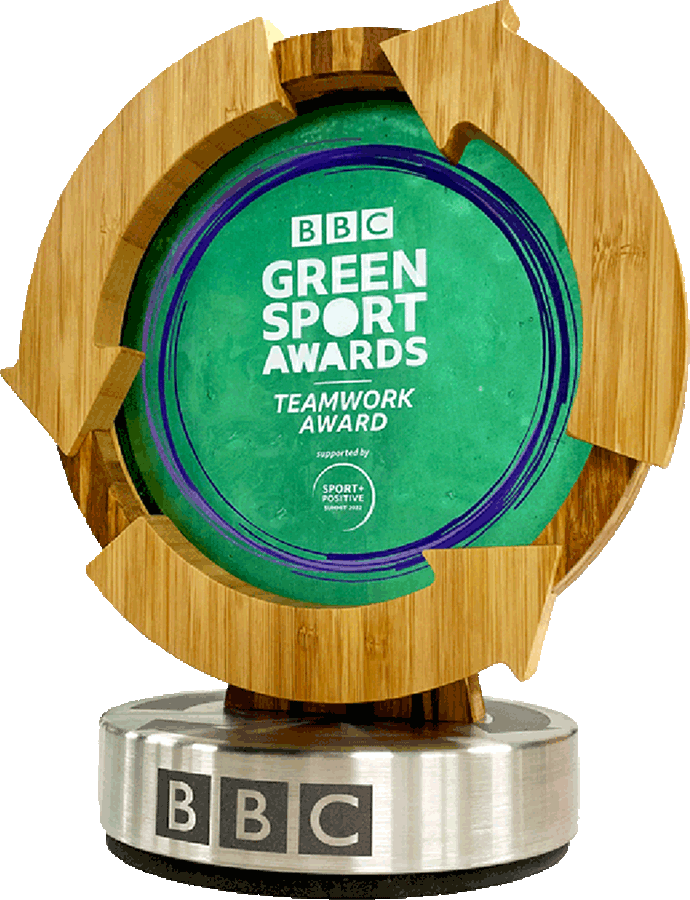 Bespoke BBC Green Sport Awards made from recycled glass, stainless steel and bamboo by More Awards
