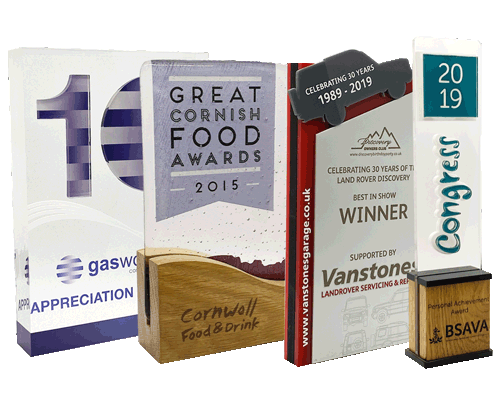 Selection of bespoke awards – explore custom design options at More Awards