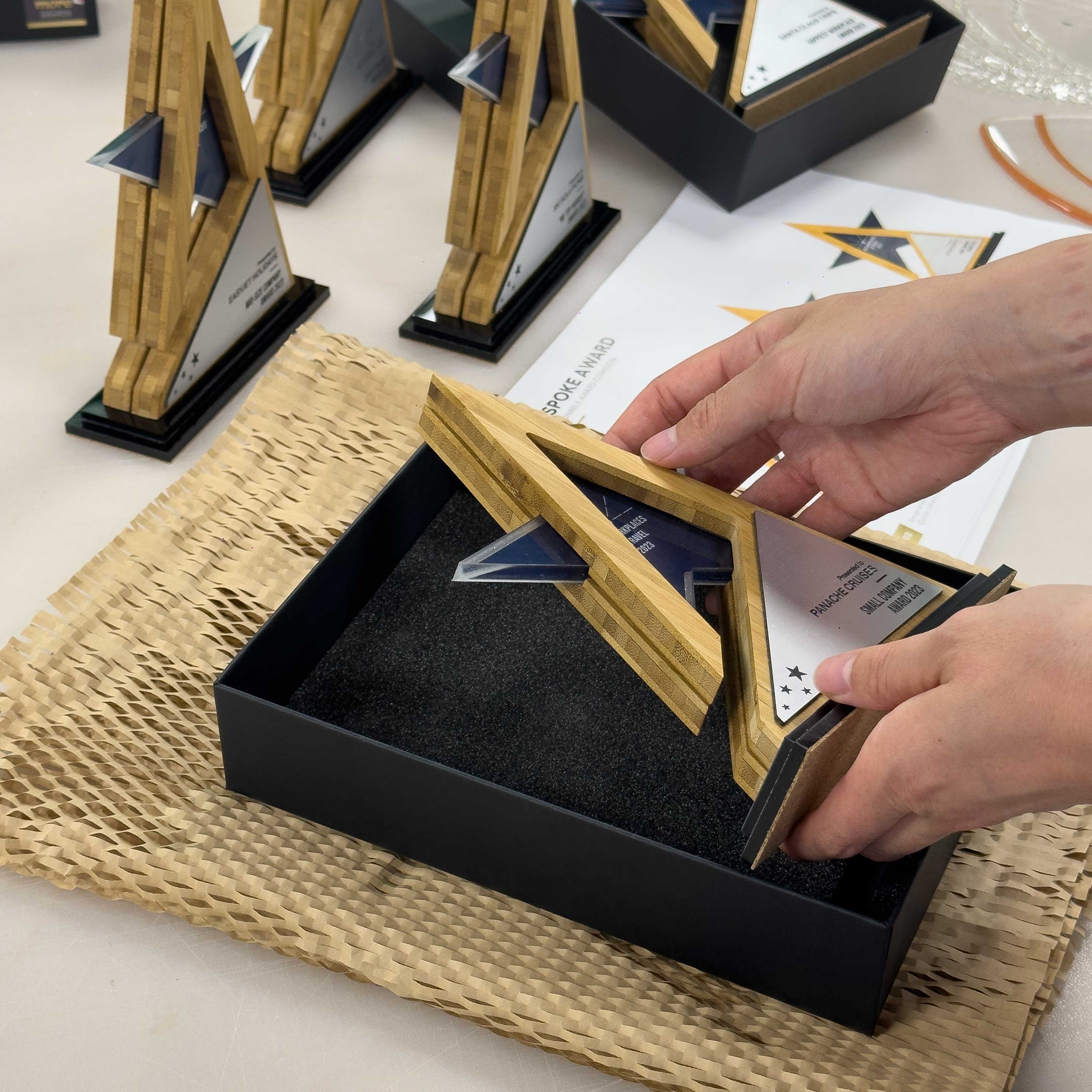 Sirom star-shaped custom award made for corporate event – crafted by More Awards
