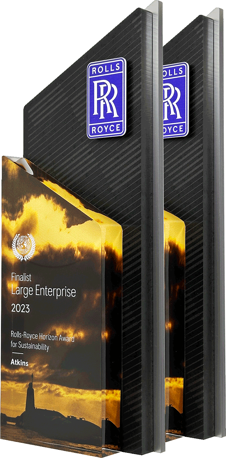 Quality bespoke Eco stone award produced for Rolls Royce by More Awards
