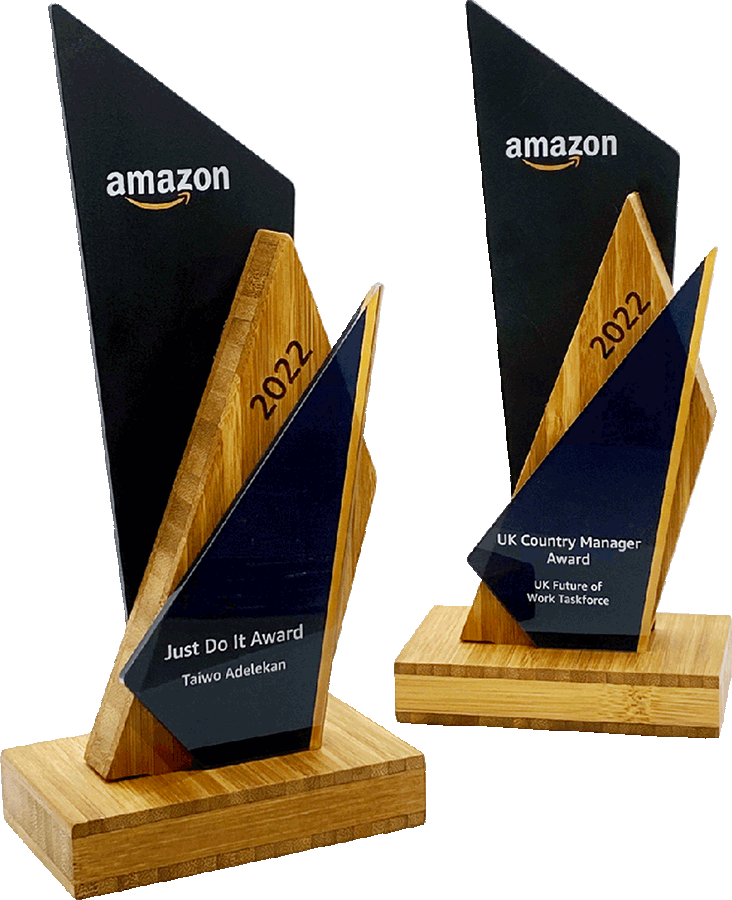 Sewena sustainable bamboo award with custom direct printing by More Awards