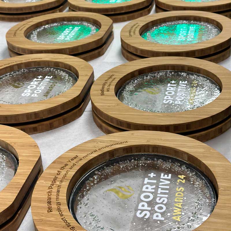 Sports Positive awards in manufacture, ready for dispatch to winners – made by More Awards
