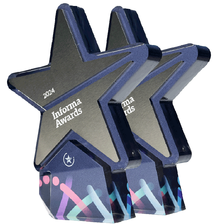 Quality recycled acylic award with metal star shape produced by More Awards