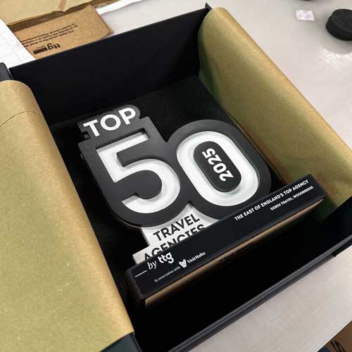 Bamboo award with sustainable packaging