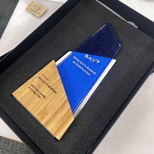 Bespoke award with sustainable presentation box