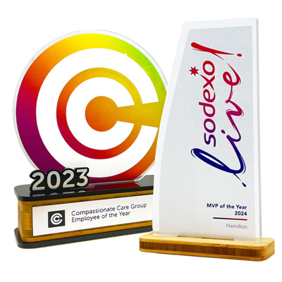 Quality acrylic awards with bright colour finish by More Awards