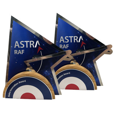 Custom branded award with layered metal textures