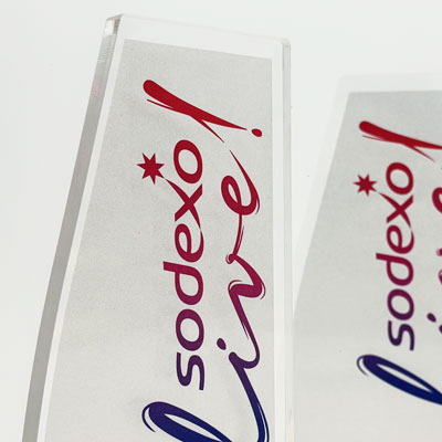 Eco award with bamboo body and printed acrylic detail