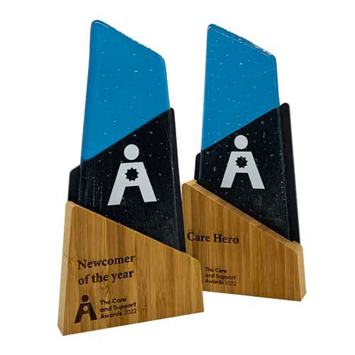 Sustainable Aswen trophy made from post-consumer glass and responsibly sourced bamboo | by More Awards