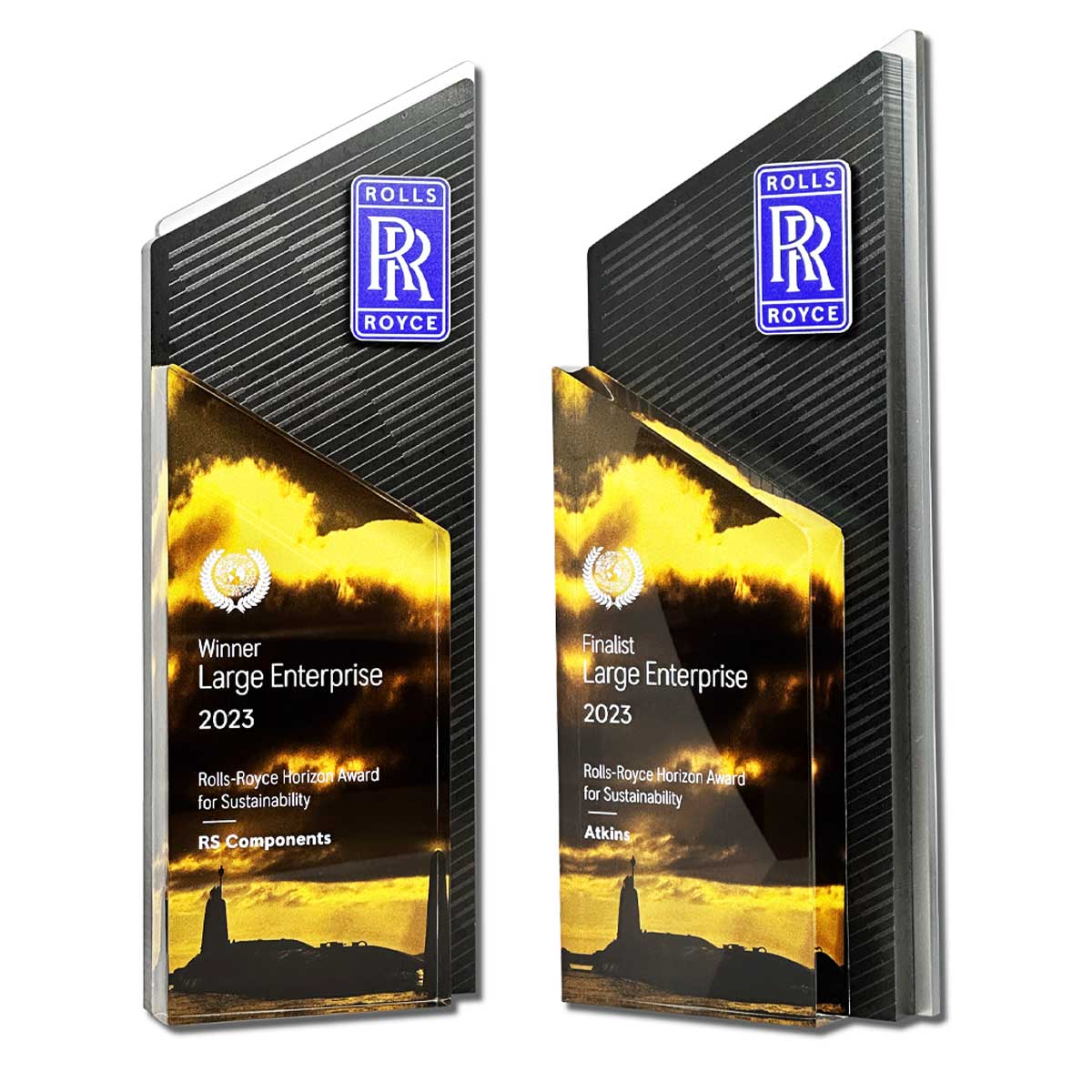 Sleek Beryan Eco Stone trophy designed by More Awards for eco-conscious corporate recognition, celebrating innovation and leadership in sustainability
