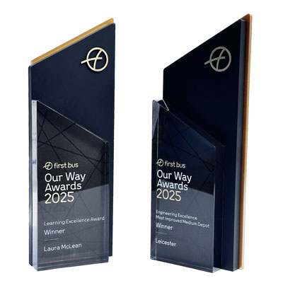 Sustainable materials trophy with Eco Stone core