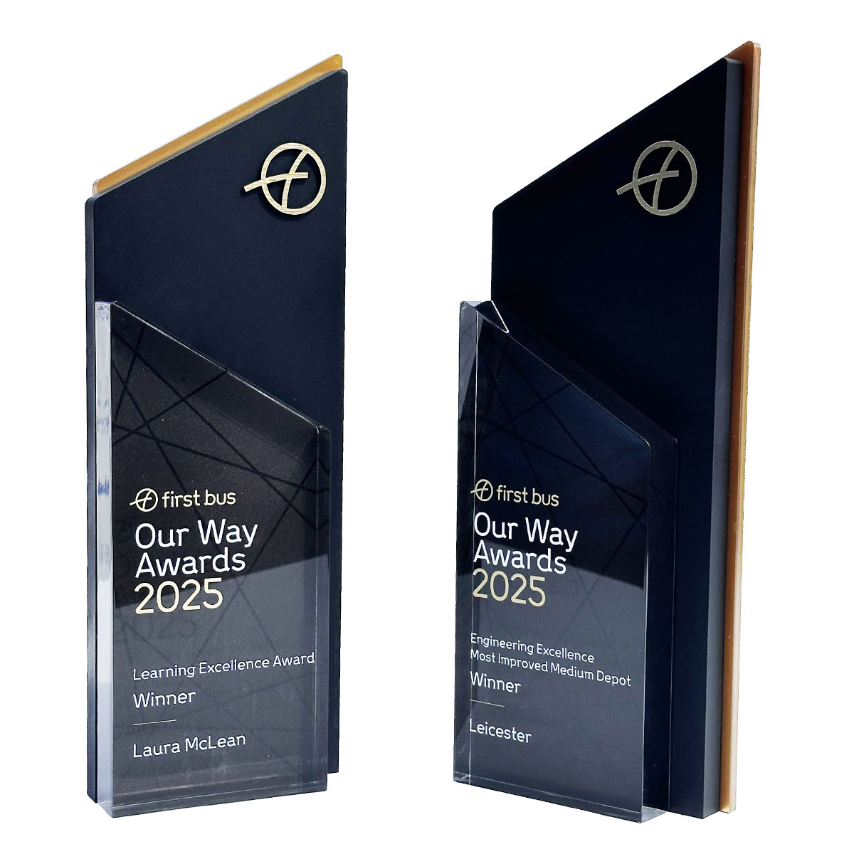 Trophy with a solid Eco Stone core, created by More Awards for net zero leaders, ESG teams, or local government green awards