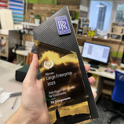 Textured Eco Stone trophy with engraved panel