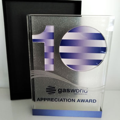 Acrylic block award with bespoke packaging