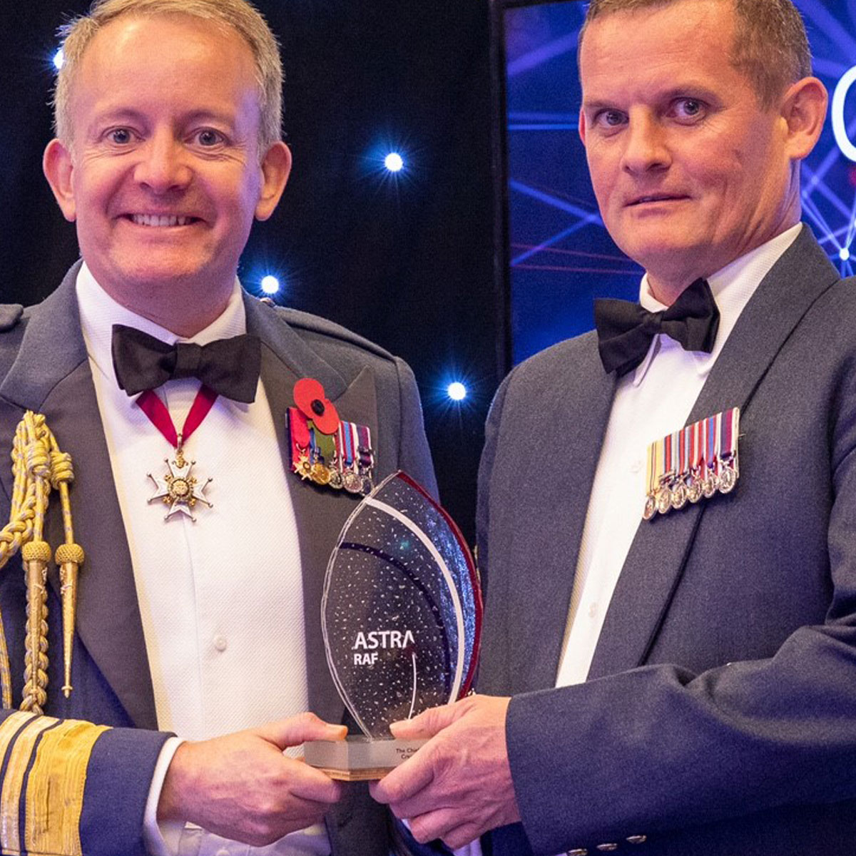 Award presentation for Royal air Force with custom Caradoc awards | by More Awards