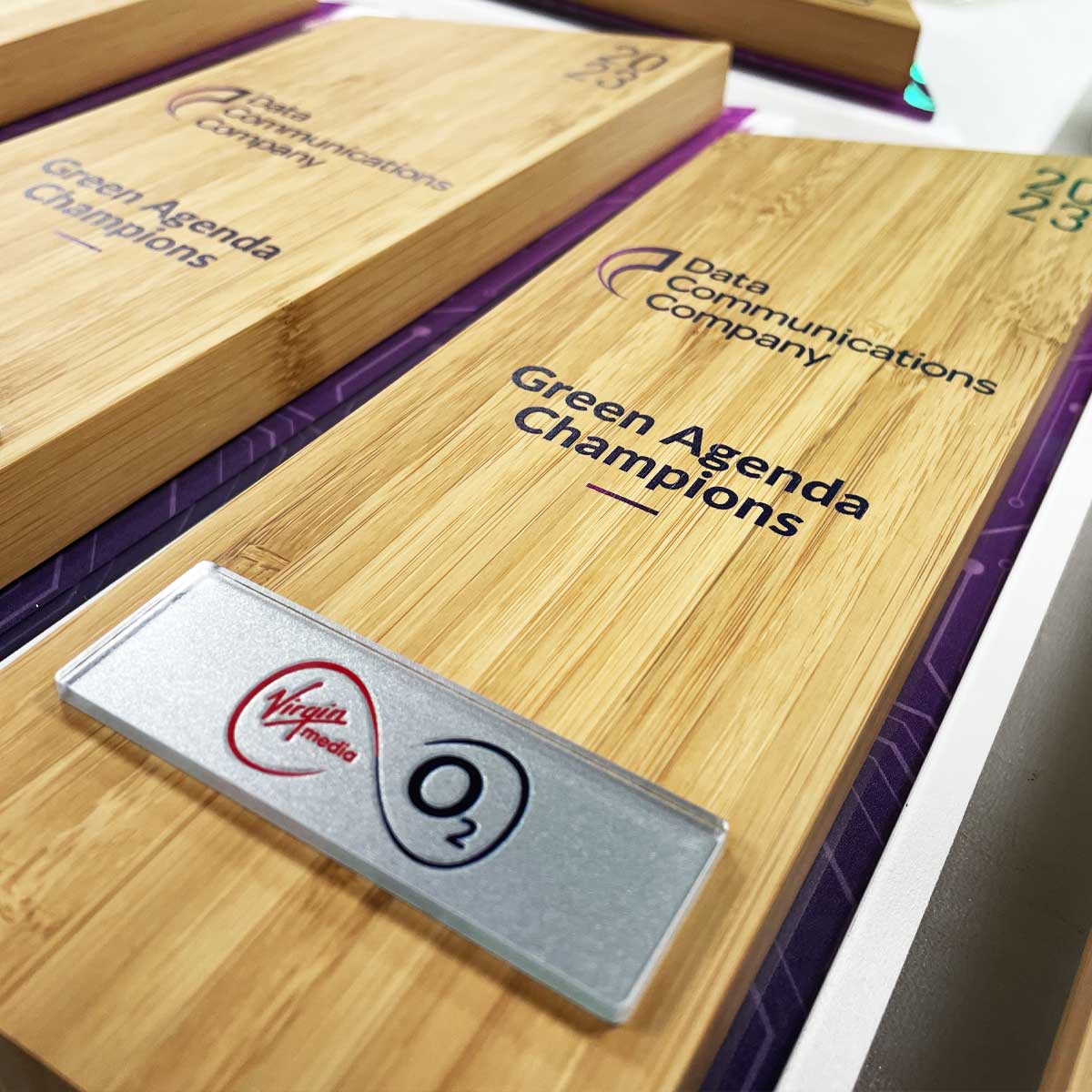 Contemporary bamboo award produced by More Awards for eco-conscious recognition in business, education and travel initiatives