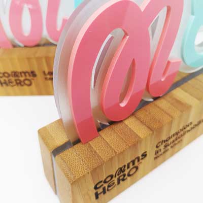 Dorn eco award combining bamboo and pastel acrylic