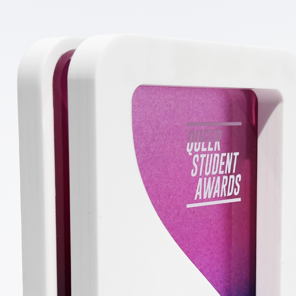 Sustainable white Eco Stone trophy created by More Awards for the Student Awards sponsored by E.ON, celebrating academic and personal achievement