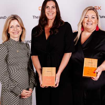 Award presentation with printed wooden trophy