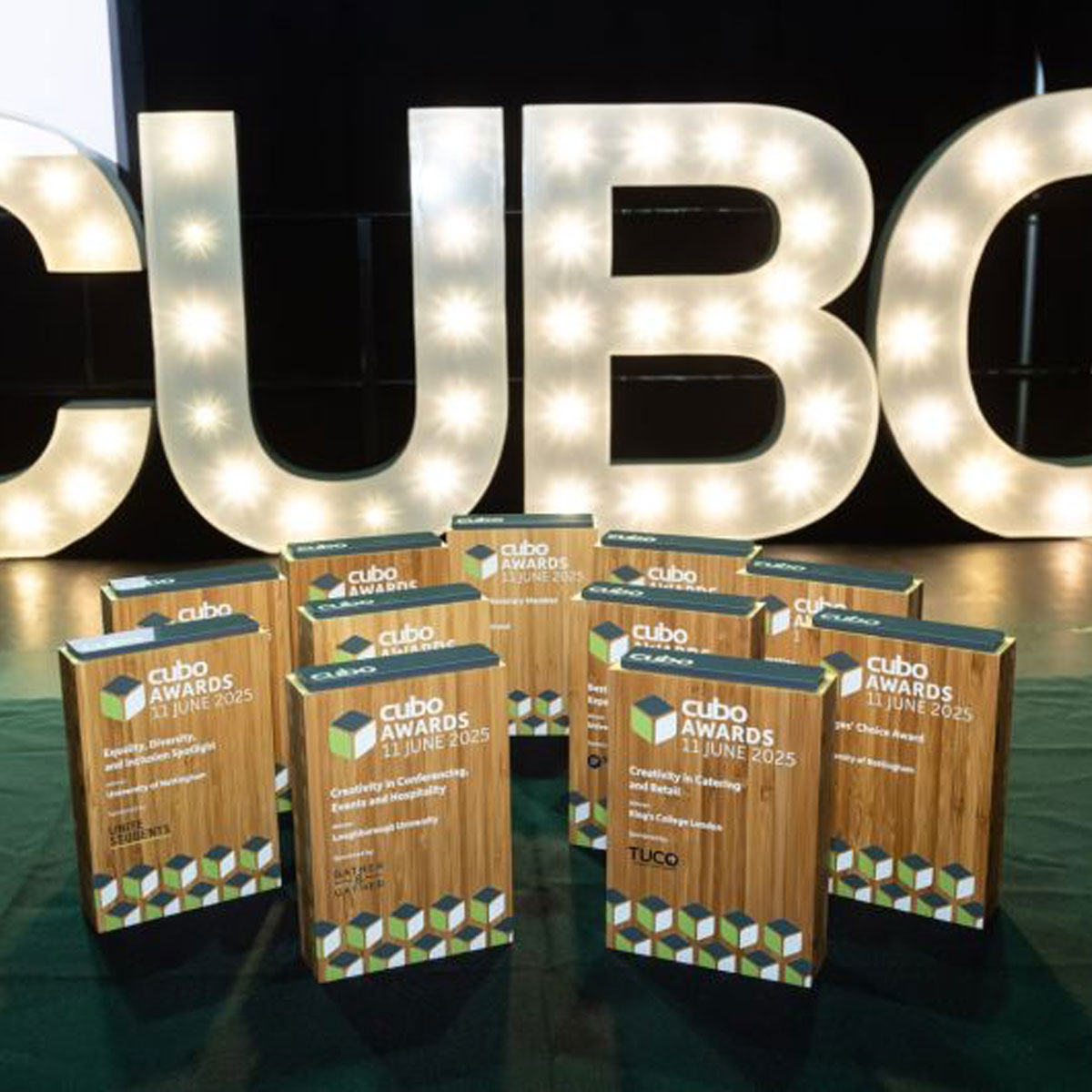 Academic award ceremony featuring a printed Eynda wooden block trophy by More Awards for exceptional student performance