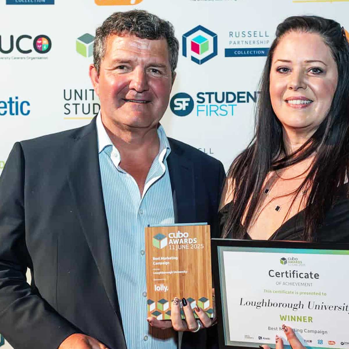 Eynda wooden block award presented by More Awards at a university event recognising academic, research, and community contributions