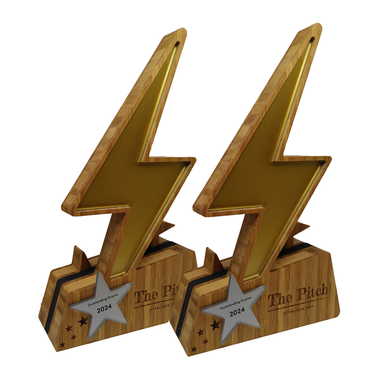 Striking lightning and star eco trophy for recognition events by More Awards