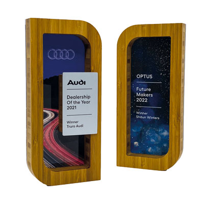 Awards produced for Audi dealer with branding and sustainable materials