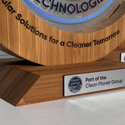 Bamboo award with precision-printed acrylic centre