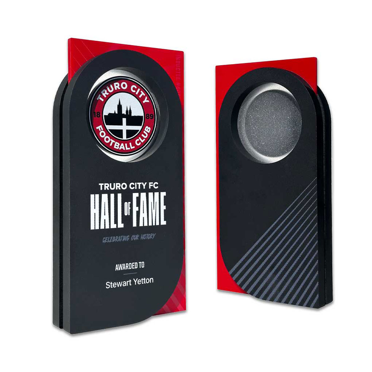 Layered Eco Stone award with recycled acrylic core, handcrafted by More Awards for sports, corporate, and community recognition events