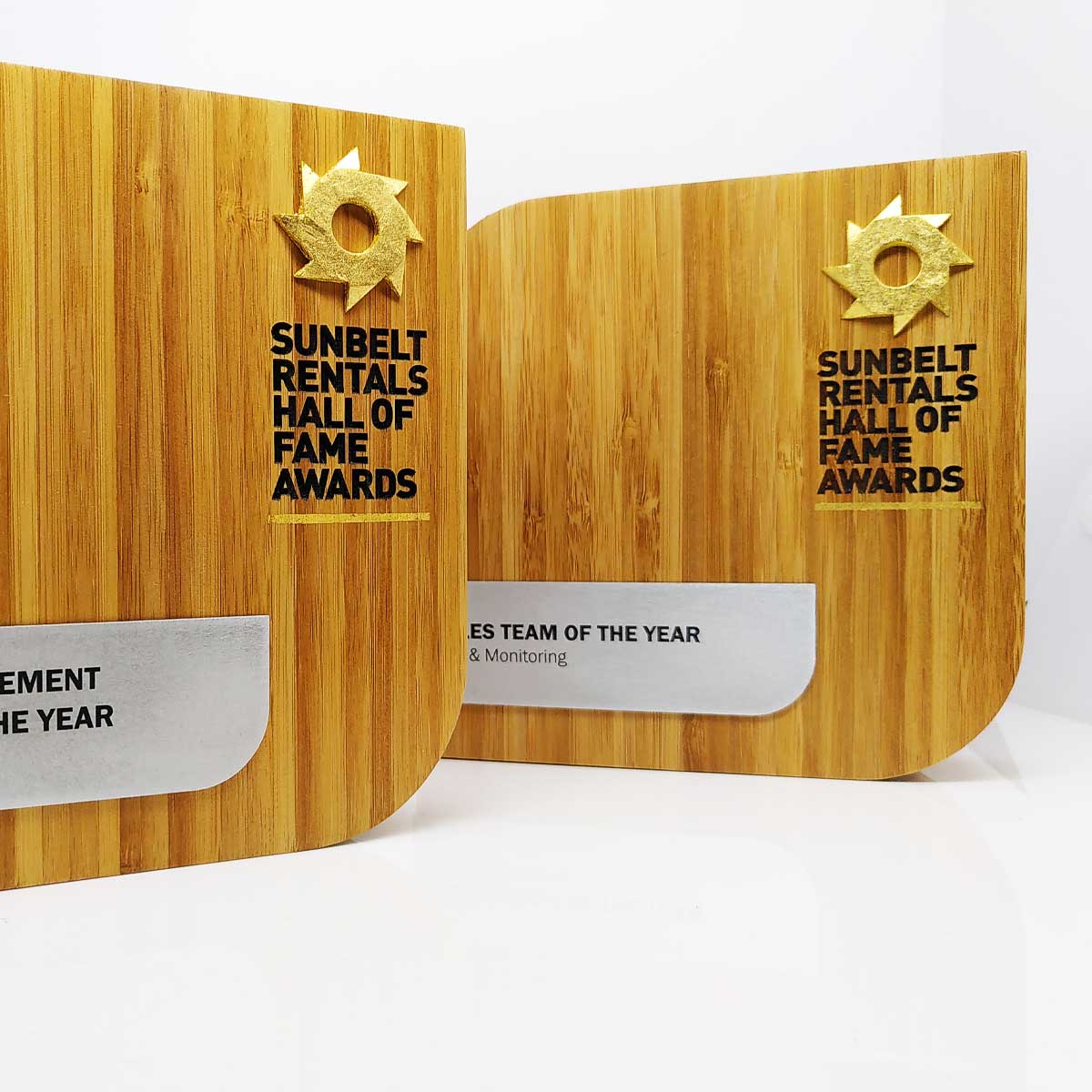 Metal inlay square award made by More Awards for corporate events, industry recognition, and leadership awards