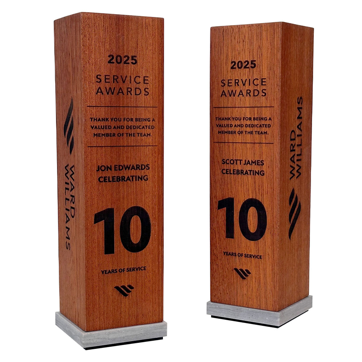 Sustainable wooden block Locryn Award for celebrating employee loyalty and service by More Awards
