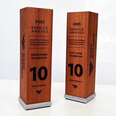 Elegant timber and concrete award for corporate loyalty events