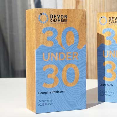 Eco awards for business event using wind blown fallen tree timber by More Awards
