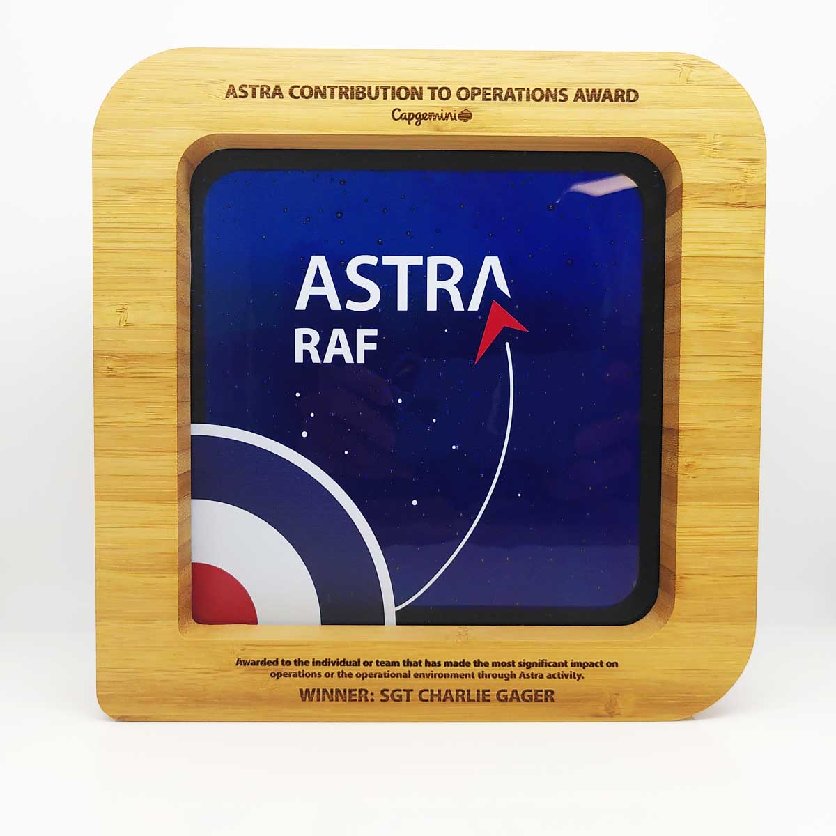RAF recognition award with iconic target logo design by More Awards