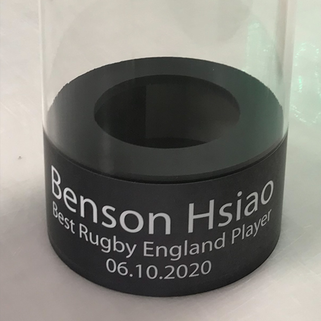 Rugby ball display box for signed balls and match day presentation