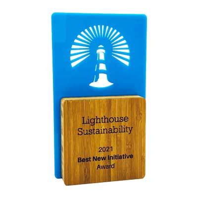 Eco-friendly bamboo trophy for workplace learning and innovation