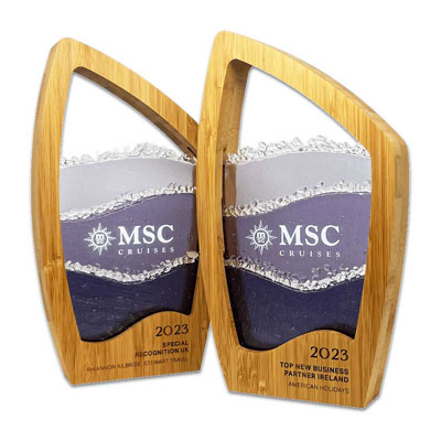 Customisable sustainable glass Award with wave pattern by More Awards | Ready to despatch