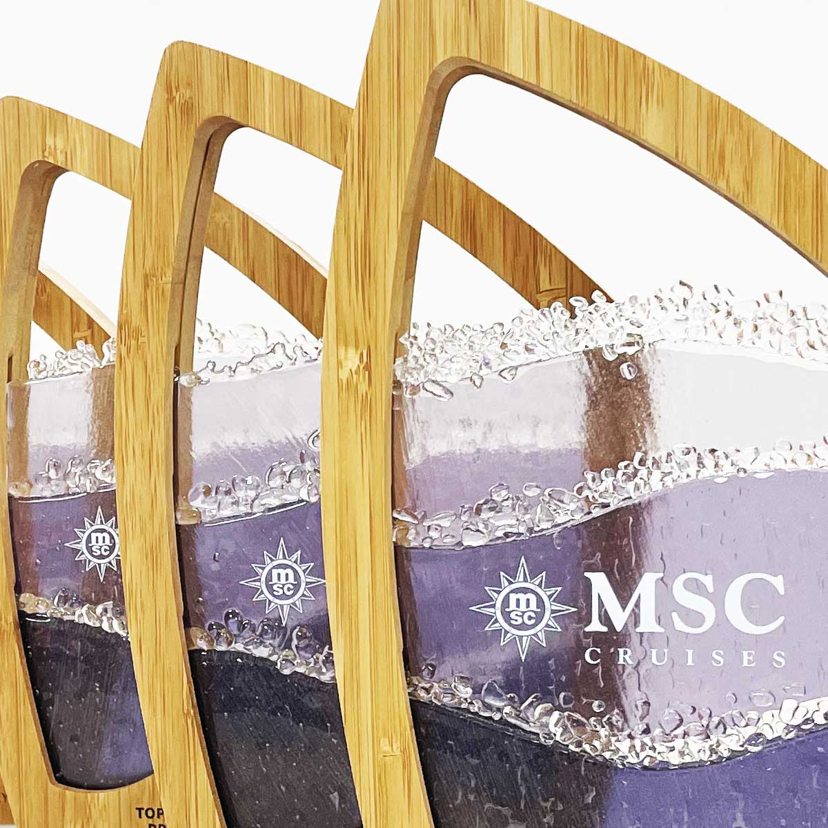 Modern eco award featuring kiln-fired recycled glass and warm-toned bamboo | by More Awards