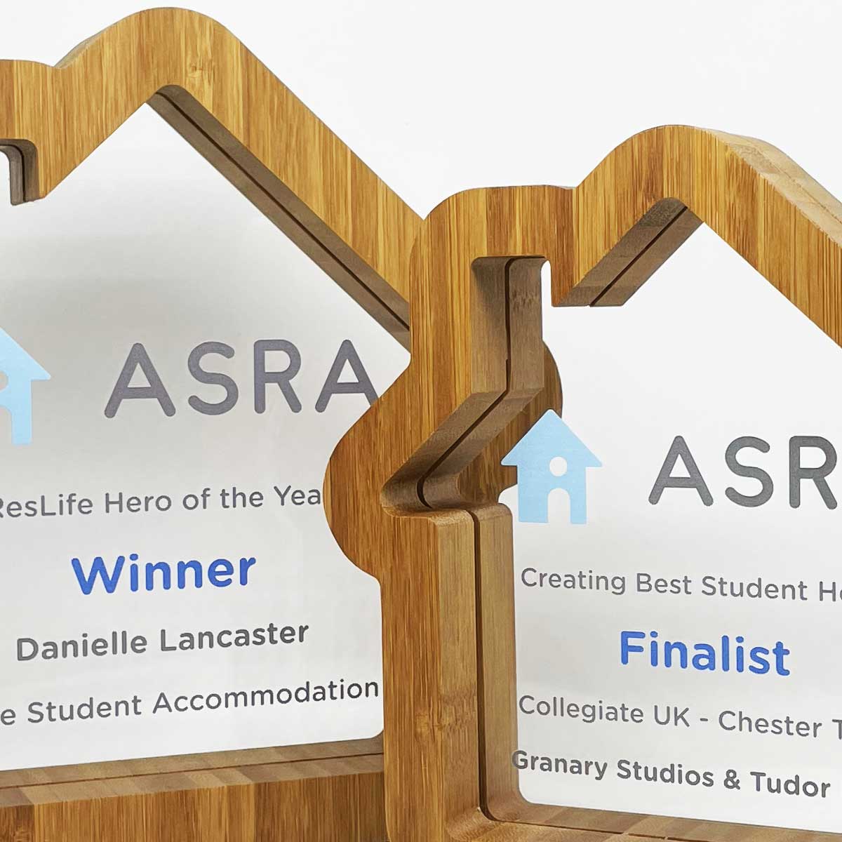 Building trade awards with custom house shape design by More Awards