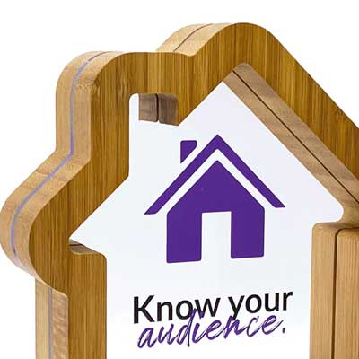 Purple house shape awards for propery sales and estate agents